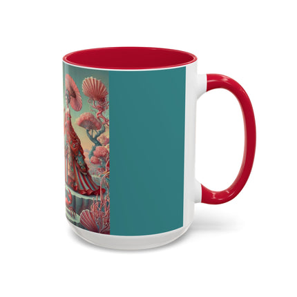 Cherry Blossom Courtesans & Crimson Crab Colorful Mug – Imperial Elegance & Playful Charm