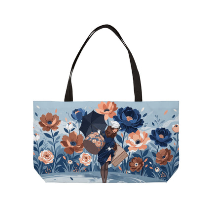 ☂️🌺 The Lady Of The Traveling Garden Weekender Tote Bag – Art Deco Floral Adventure