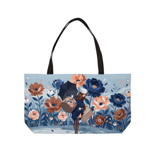 ☂️🌺 The Lady Of The Traveling Garden Weekender Tote Bag – Art Deco Floral Adventure