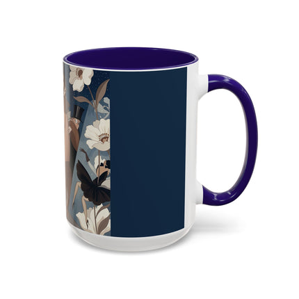 🌸✨ The Midnight Magnolia Masquerade Colorful Mug – Art Deco Nocturne