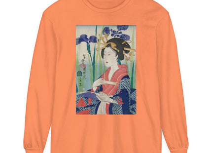 Woman with Bookmark and Book Garment-dyed Long Sleeve T-Shirt
