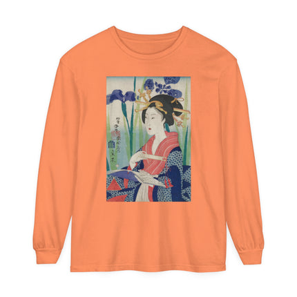Woman with Bookmark and Book Garment-dyed Long Sleeve T-Shirt
