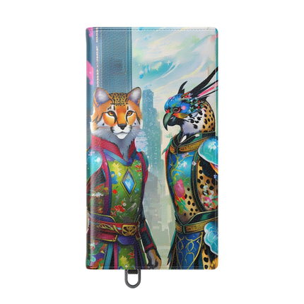 🐆🦜 Cybernetic Duets Flip Case – Neon Elegance & Digital Harmony