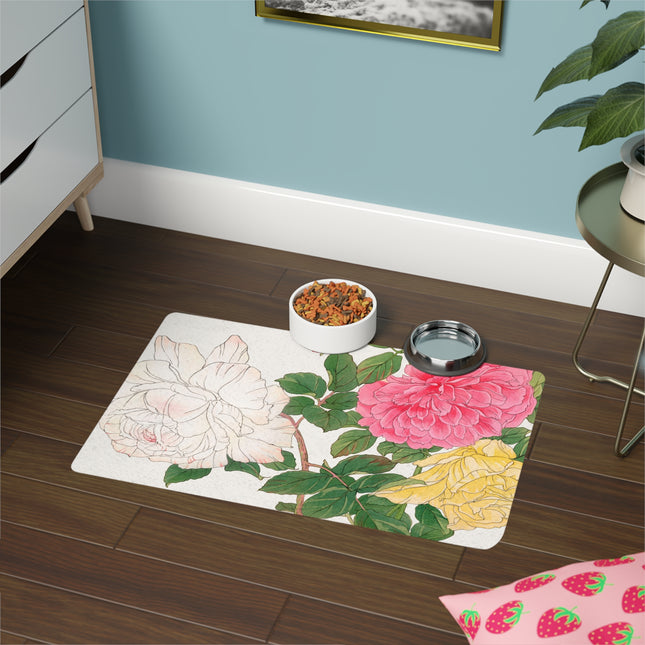Vintage Rose Pet Food Mat – Blushing Blooms