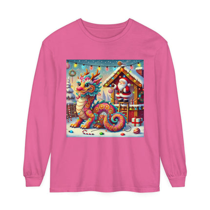 Playful Dragon's Christmas Unisex Garment-dyed Long Sleeve T-Shirt