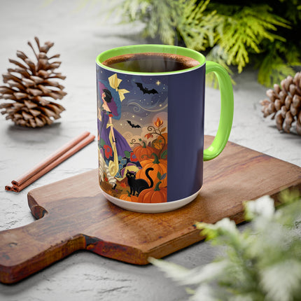 🌙🎃 The Moonlit Garden Walk Colorful Mug – Elegant Halloween Charm