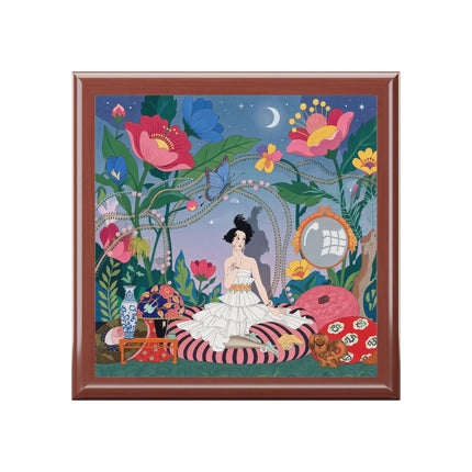 🌙🌺 The Lady Of The Midnight Garden Jewelry Box – Art Deco Floral Reverie