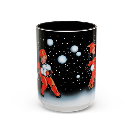 A Festive Snowball Toss Colorful Mugs (11oz, 15oz)