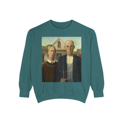 American Gothic by Grant Wood Unisex Garment-Dyed Sweatshirt