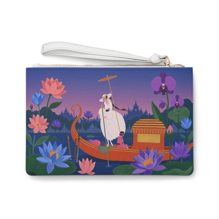 🪷🛶 The Lady Of The Lotus Lake Clutch Bag – Art Deco Garden Voyage
