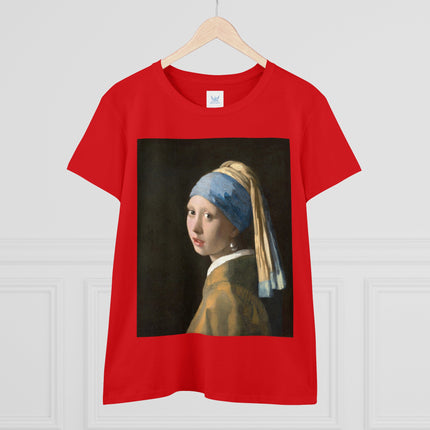 Girl with a Pearl Earring by Johannes Vermeer Women's Midweight Cotton Tee