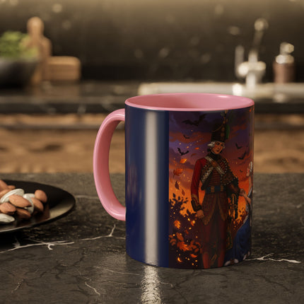 🎃💙 The Pumpkin Lantern Courtship Colorful Mug – Romantic Halloween Elegance