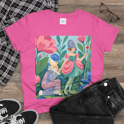 🌸🎭 The Garden Masquerade Cotton Tee – Art Deco Floral Whimsy