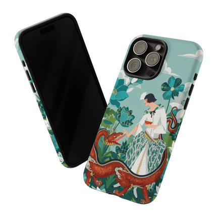 🐉🌿 The Dragon Keeper Phone Case – Art Deco Floral Fantasy