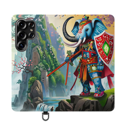 🐘⚔️ Cyberpunk Elephant Samurai Flip Case – Ancient Wisdom & Neon Power