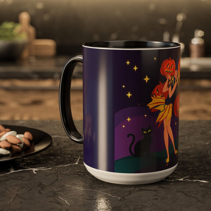 🎃🕯️ Moonlit Pumpkin Masquerade Colorful Mug – Whimsical Halloween Charm