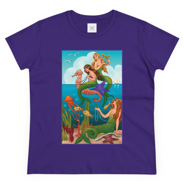 Three Mermaids with Strings of Pearls by Carlo Chiostri Women's Midweight Cotton Tee