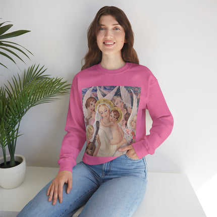 Madonna with Child Surrounded by Musical Angels by Gerda Wegener Heavy Blend™ Crewneck Sweatshirt