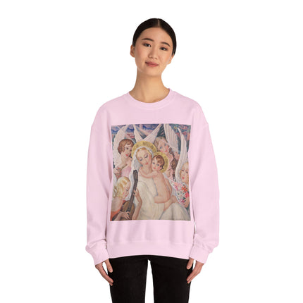 Madonna with Child Surrounded by Musical Angels by Gerda Wegener Heavy Blend™ Crewneck Sweatshirt