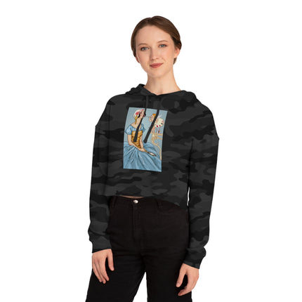 The Enchanting Painter: A Fairy's Artistic Touch Women’s Cropped Hooded Sweatshirt