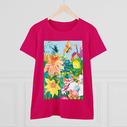Blooming Paradise Women's Midweight Cotton Tee