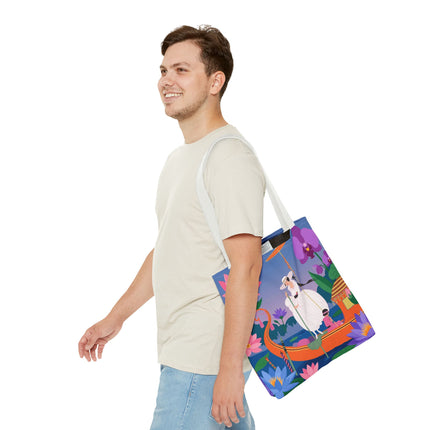 🪷🛶 The Lady Of The Lotus Garden Gondola Tote Bag – Art Deco Floral Adventure