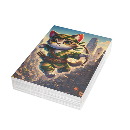 🐱🏹 The Little City Archer Greeting Card – Whimsical Animal Adventure