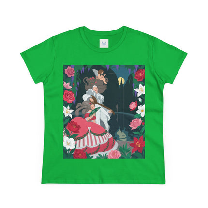 🌹🎶 The Midnight Garden Serenade Cotton Tee – Art Deco Romantic Fantasy