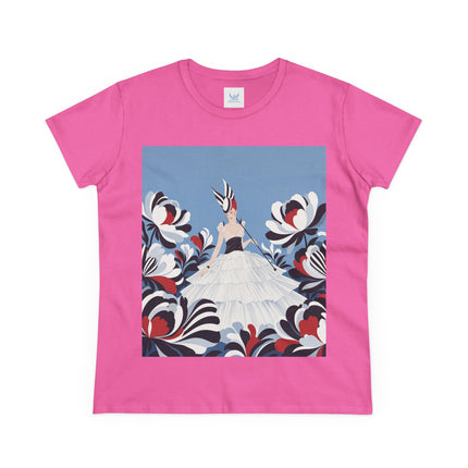 🖤🌸 The Black And Ivory Blossom Garden Cotton Tee – Art Deco Fashion Illustration