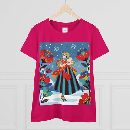 ❤️❄️ The Winter Heart Messenger Cotton Tee – Art Deco Winter Enchantment