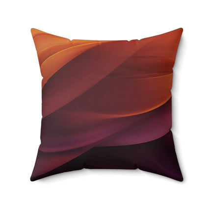 Wave Pattern with Intertwined Hues of Orange, Rose, Maroon, and Purple Spun Polyester Square Pillow