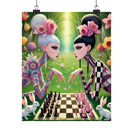 ♟️🌸 Spring Gambit: A Fairy’s Move Matte Vertical Poster – Whimsical Chess & Spring Magic