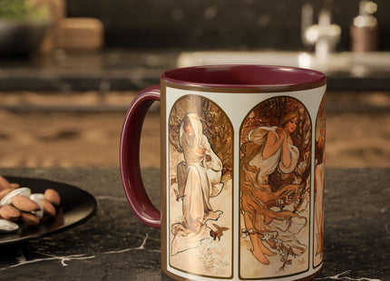 The Seasons by Alphonse Maria Mucha Colorful Mugs (11oz, 15oz)