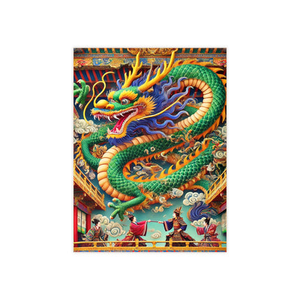 Tibetan Dragon Over Kabuki Duel Ceramic Tile