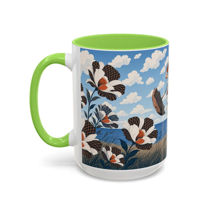🌊🌼 The Windswept Seaside Promenade Colorful Mug – Art Deco Coastal Elegance