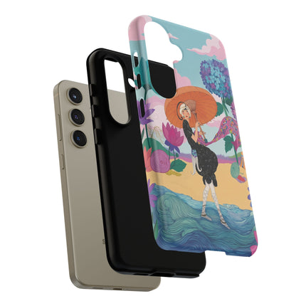 🌊☂️ The Lady Of The Flowered Seashore Phone Case – Art Deco Seaside Fashion