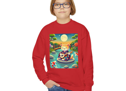 Melodic Kitten by the Koi Pond Youth Crewneck Sweatshirt