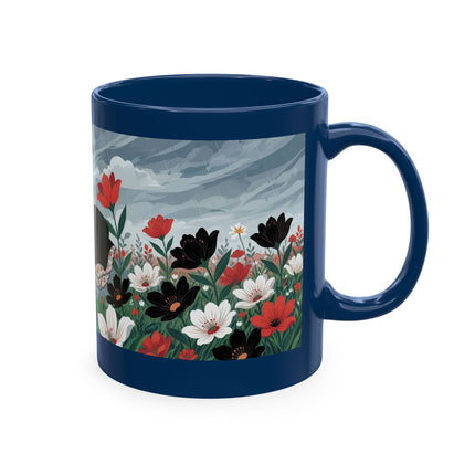 🌺☔ The Lady In The Stormy Flower Garden Ceramic Mug – Art Deco Fashion Elegance