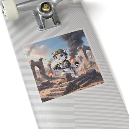 🐆🔭 The Snow Leopard Lookout Kiss-Cut Sticker – Adventure, Curiosity & Fearless Style