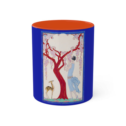 Woman, Fawn, and Red Tree by George Barbier Colorful Mugs, 11oz