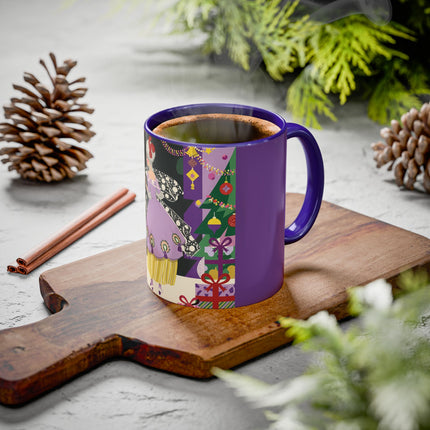 🎁✨ The Lavender Christmas Masquerade Colorful Mug – Art Deco Holiday Fantasy