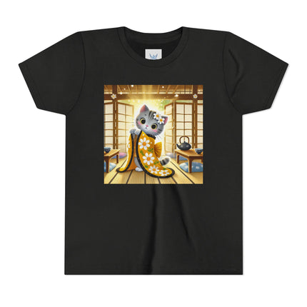 Playful Kitten in the Tea Room Youth Short Sleeve Tee