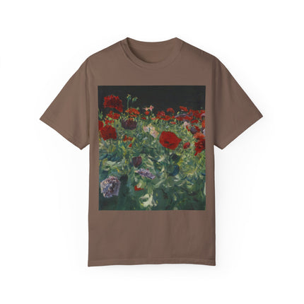 Poppies (A Study of Poppies for Carnation, Lily, Lily, Rose) by John Singer Sargent Unisex Garment-Dyed T-shirt