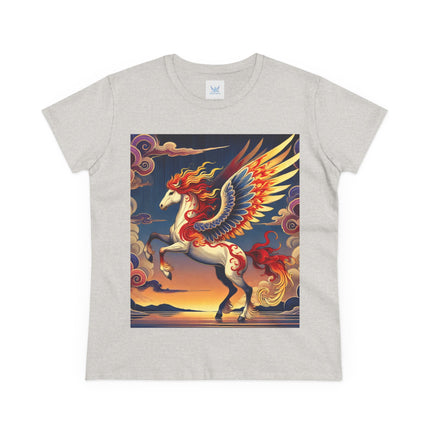 Flame-Winged Horse at Sunset Cotton Tee