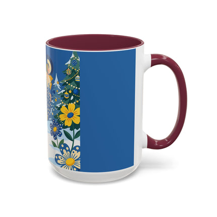 💙🌼 The Bluebell Christmas Promenade Colorful Mug – Art Deco Holiday Fantasy