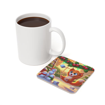 Naughty or Nice Kitten Christmas Cork Back Coaster