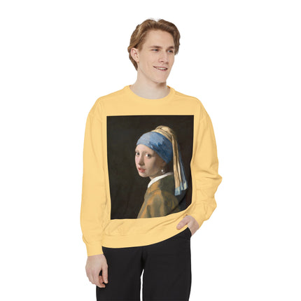 Girl with a Pearl Earring by Johannes Vermeer Unisex Garment-Dyed Sweatshirt