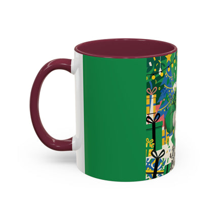 🍀🎄 The Emerald Holly Christmas Colorful Mug – Art Deco Holiday Elegance