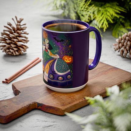 🎭🎃 The Masquerade Beneath The Pumpkin Lantern Colorful Mug – Theatrical Halloween Charm