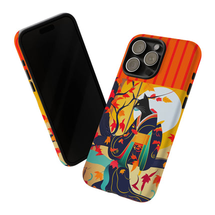 Black Cat in Kimono Phone Cases